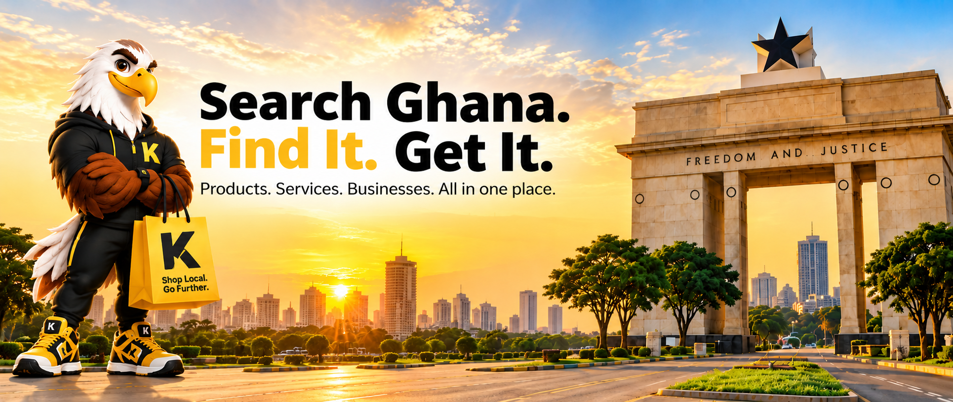 Kokokor eagle, Search Ghana. Find It. Get It., and Ghana Independence Arch